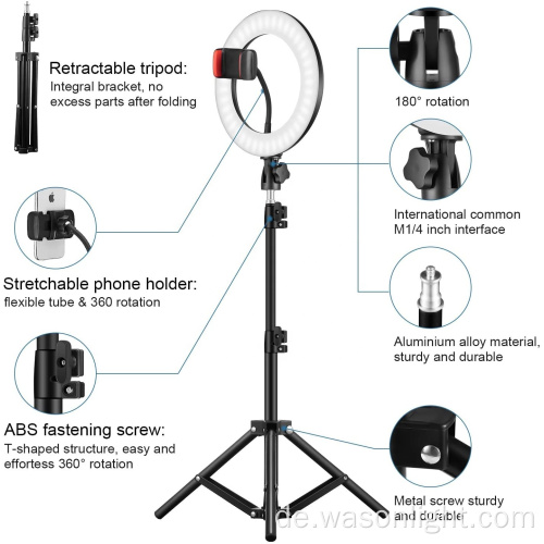 2023 Großhandel Beauty RGB Farbwechseln Sie LED -Selfie -Kamera -Ringlicht mit verstellbarem Stativ und Telefonhalter